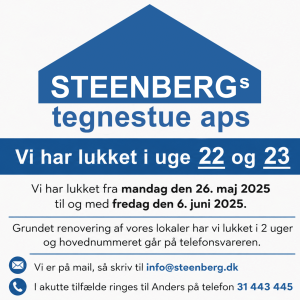 Vi holder lukket i uge 22 og 23